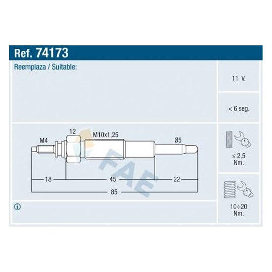 Fae Glow Plug to suit Mitsubishi, Ford, Mazda