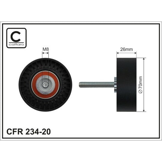 Caffaro Deflection/Guide Pulley, v-ribbed belt to suit Ford, Volvo
