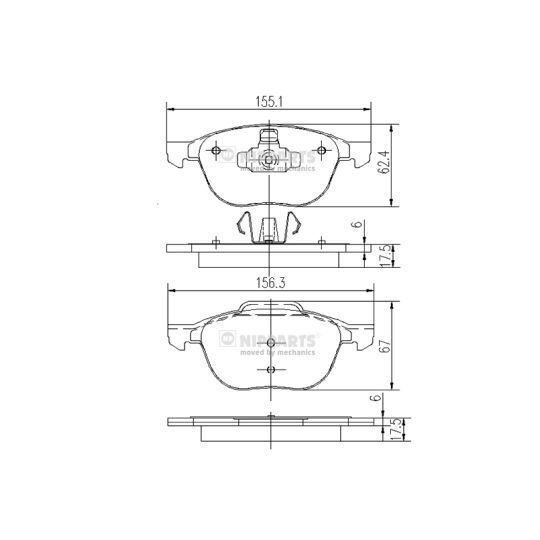 Nipparts Brake Pad Set, disc brake to suit Ford, Mazda, Volvo