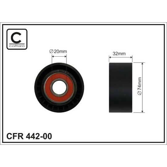 Caffaro Deflection/Guide Pulley, v-ribbed belt to suit Scania