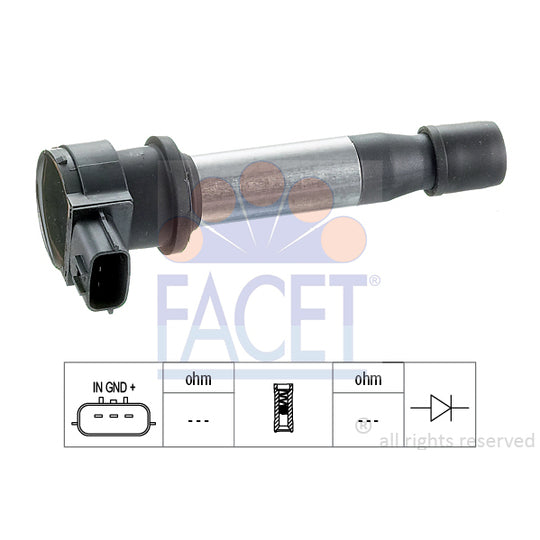 Facet Ignition coil to suit Fiat, Hitachi, Lancia