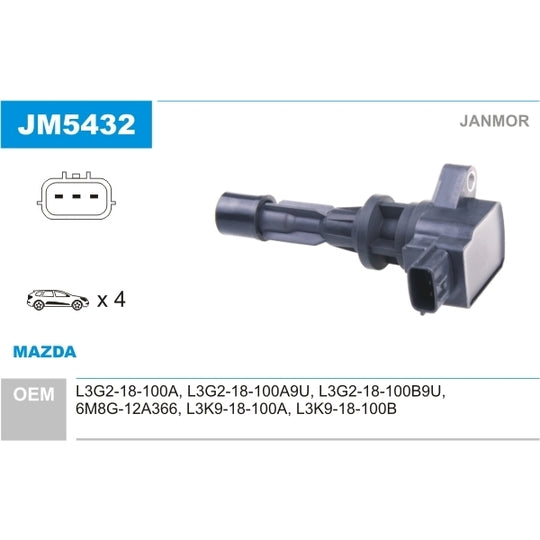 Janmor Ignition coil to suit Mazda