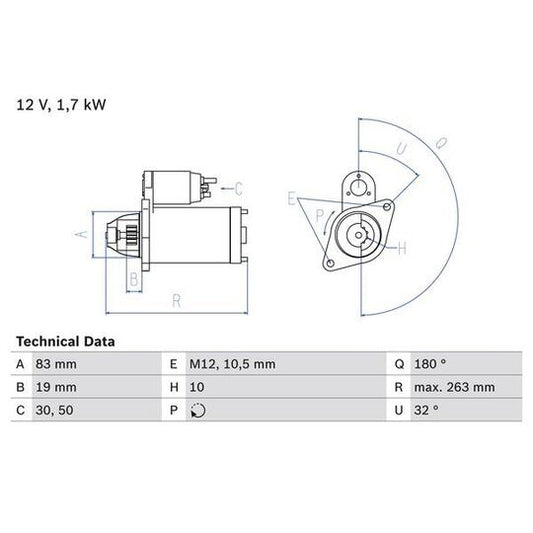 Bosch Starter to suit Opel, Vauxhall