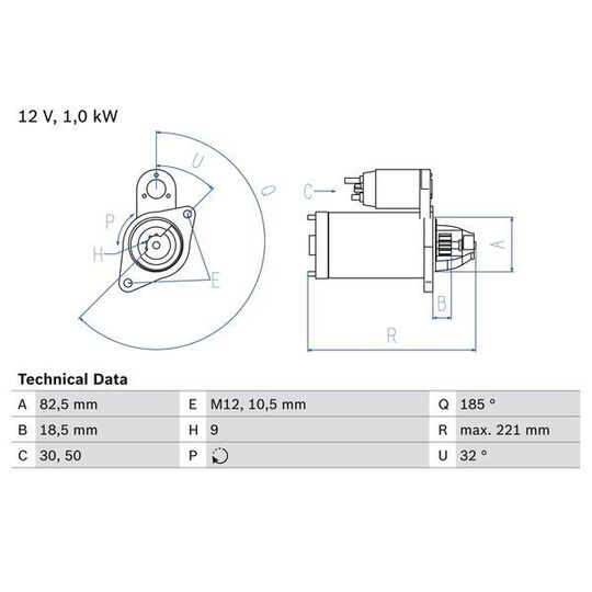 Bosch Starter to suit Chevrolet, Opel, Vauxhall