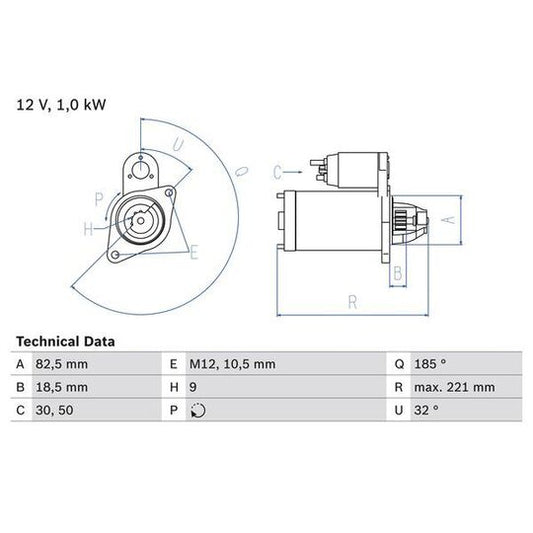 Bosch Starter to suit Chevrolet, Opel, Vauxhall