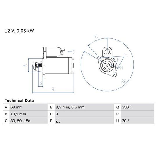 Bosch Starter to suit Opel, Vauxhall