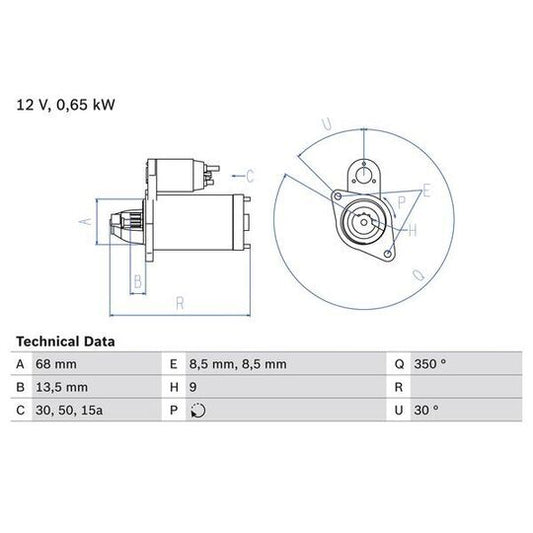 Bosch Starter to suit Opel, Vauxhall