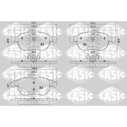 Sasic Brake Pad Set, disc brake to suit Fiat, Opel, Saab
