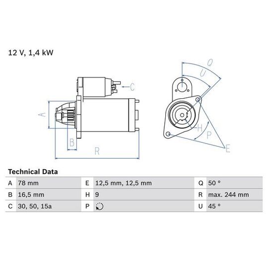 Bosch Starter to suit Chevrolet, Opel, Vauxhall