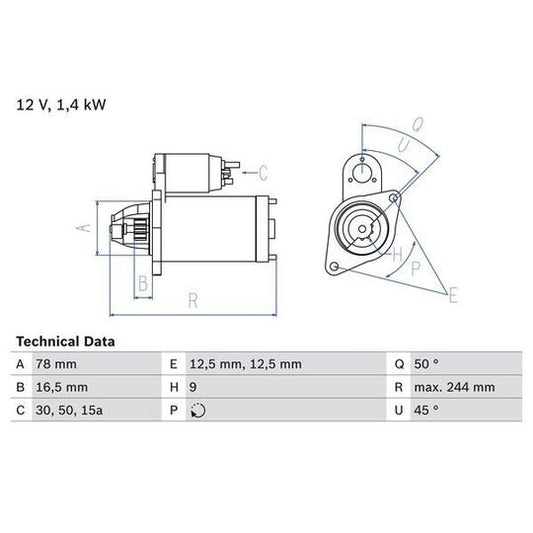 Bosch Starter to suit Chevrolet, Opel, Vauxhall