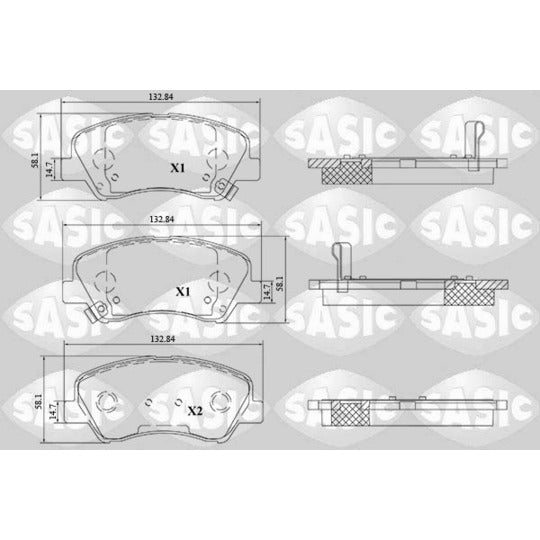 Sasic Brake Pad Set, disc brake to suit Hyundai, Kia
