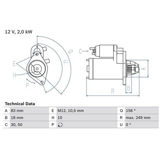 Bosch Starter to suit Chevrolet, Opel, Vauxhall