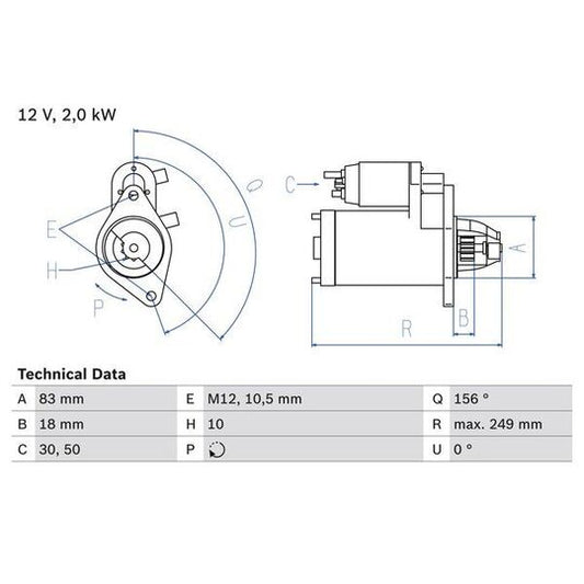 Bosch Starter to suit Chevrolet, Opel, Vauxhall