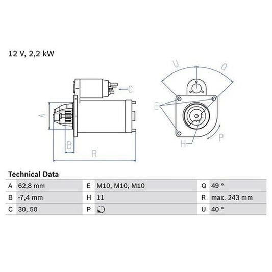 Bosch Starter to suit Ford, Volvo