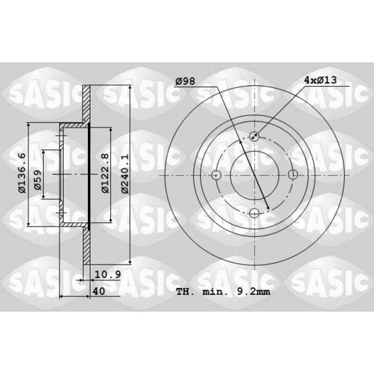 Sasic Brake Disc to suit Ford, Fiat, Alfa Romeo