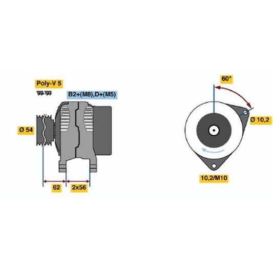 Bosch Alternator to suit Opel, Vauxhall, Holden