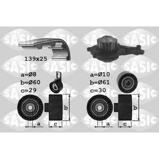 Sasic Water Pump & Timing Belt Set to suit Peugeot, Citroën