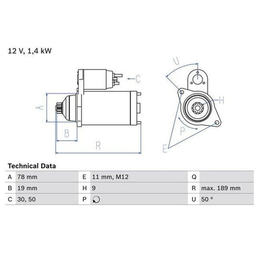 Bosch Starter to suit Chevrolet, Hitachi, Opel