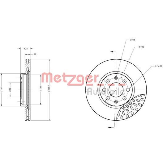 Metzger Brake Disc to suit Fiat, Opel