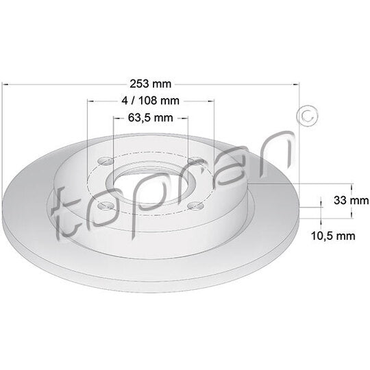 Topran Brake disk to suit Ford