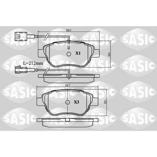 Sasic Brake Pad Set, disc brake to suit Peugeot, Citroën, Fiat