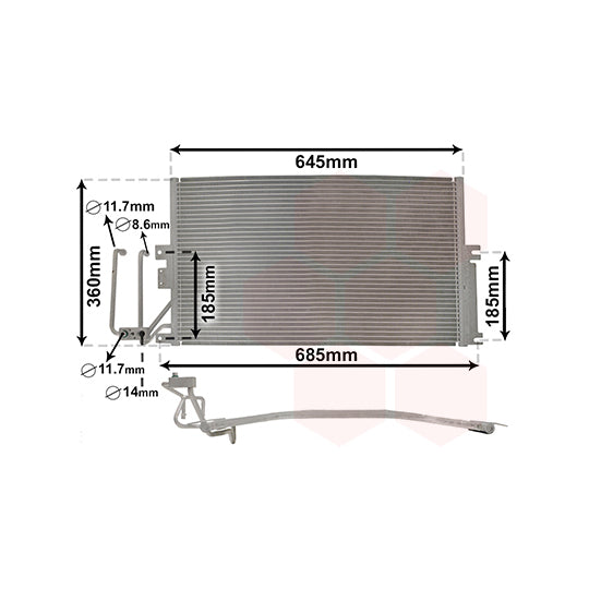 Van Wezel 37005241 Condenser, air conditioning to suit Opel