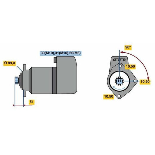 Bosch Starter to suit Liebherr