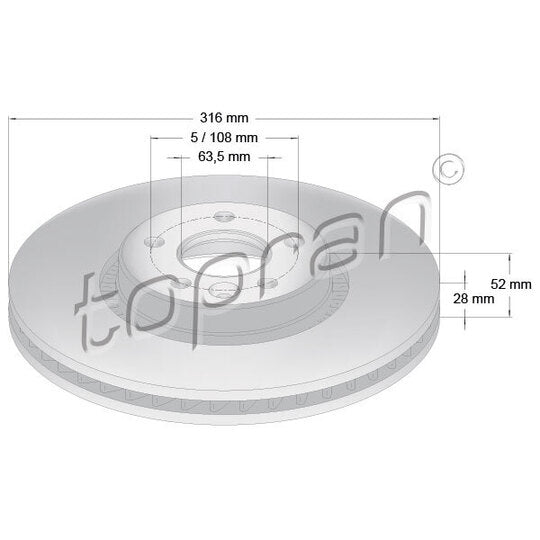 Topran Brake Disc to suit Ford, Land Rover, Volvo