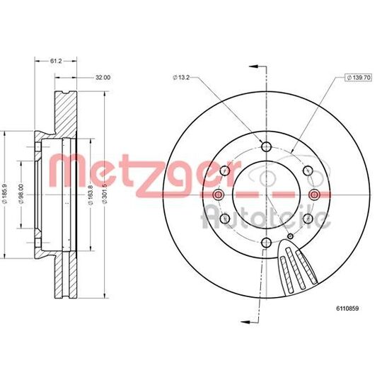 Metzger Brake Disc to suit Ford