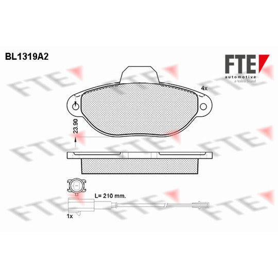 Fte Brake Pad Set, disc brake to suit Ford, Fiat