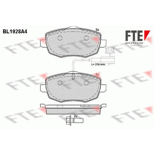 Fte Brake Pad Set, disc brake to suit Fiat, Chrysler, Lancia