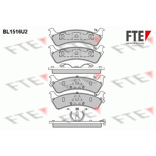 Fte Brake Pad Set, disc brake to suit Ford