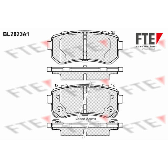 Fte Brake Pad Set, disc brake to suit Hyundai, Kia