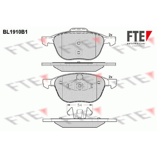 Fte 9010500 Brake Pad Set, disc brake to suit Ford