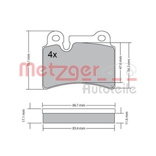 Metzger Brake Pad Set, disc brake to suit VAG