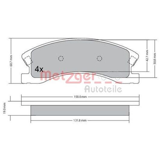 Metzger Brake Pad Set, disc brake to suit Jeep