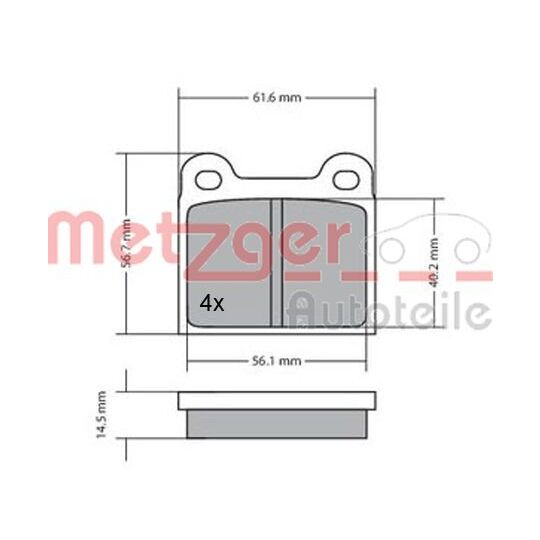Metzger Brake Pad Set, disc brake to suit Ford, BMW, Mercedes-Benz