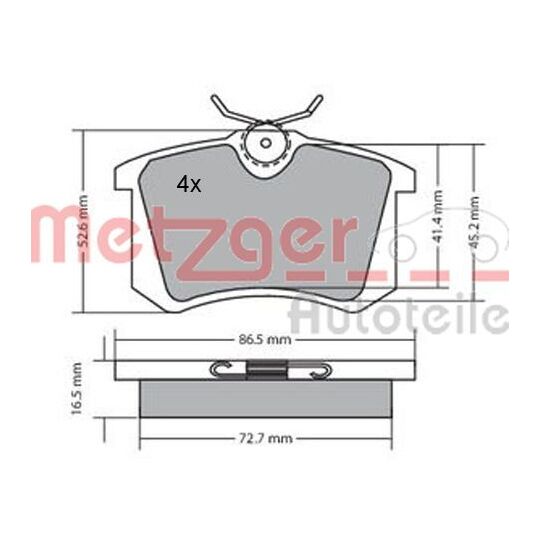 Metzger Brake Pad Set, disc brake to suit Renault