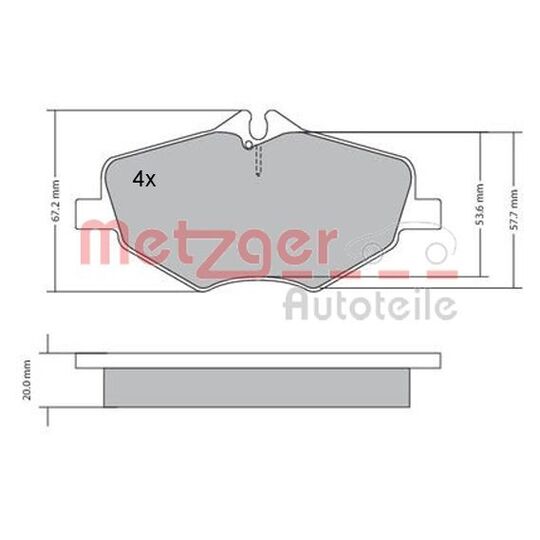 Metzger Brake Pad Set, disc brake to suit Mercedes-Benz