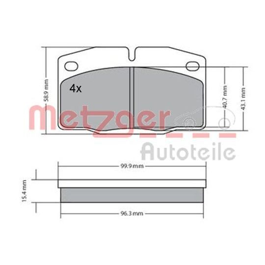 Metzger Brake Pad Set, disc brake to suit Opel