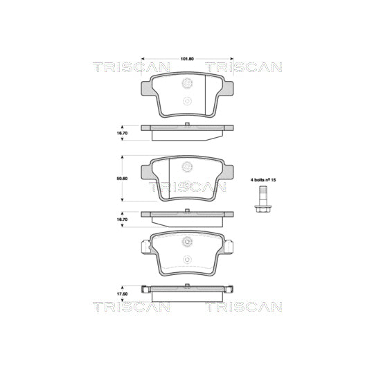 Triscan Brake Pad Set, disc brake to suit Ford, Jaguar