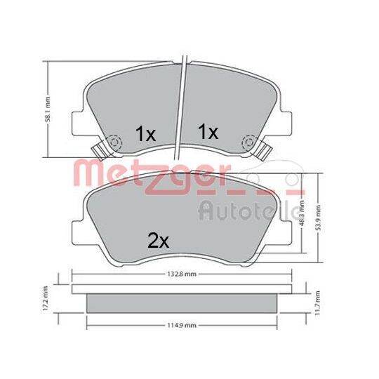 Metzger Brake Pad Set, disc brake to suit Hyundai, Kia