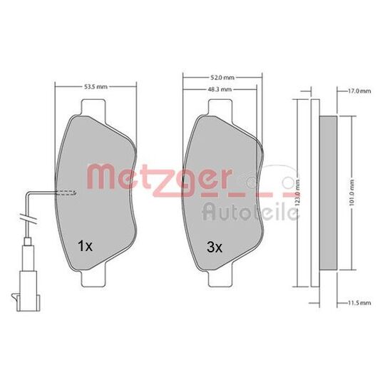 Metzger Brake Pad Set, disc brake to suit Peugeot, Fiat