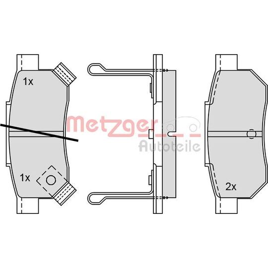 Metzger Brake Pad Set, disc brake to suit Honda, Rover