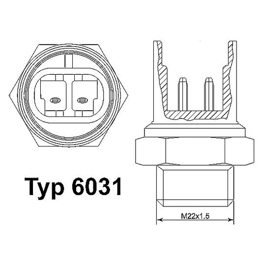 Borgwarner (Wahler) 6031.92D Temperature Switch, radiator fan to suit Peugeot, Fiat, Alfa Romeo