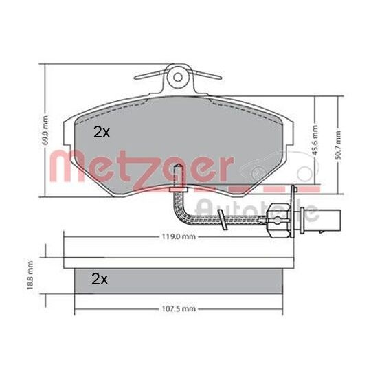 Metzger Brake Pad Set, disc brake to suit VW, VAG