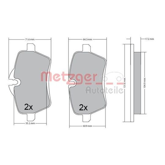 Metzger Brake Pad Set, disc brake to suit BMW