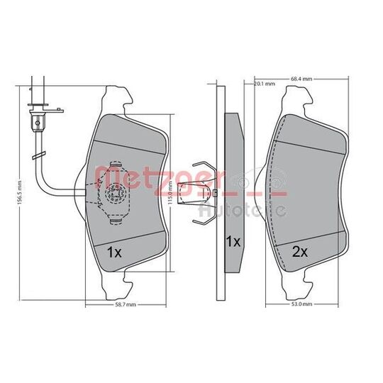 Metzger Brake Pad Set, disc brake to suit VAG