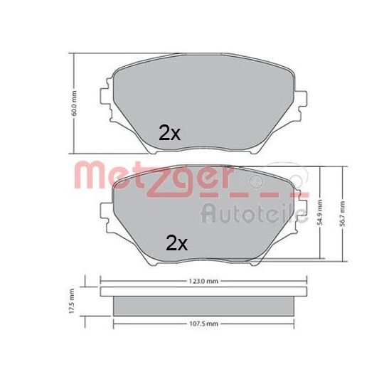 Metzger Brake Pad Set, disc brake to suit Toyota