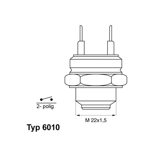 Borgwarner (Wahler) 6010.88D Temperature Switch, radiator fan to suit Ford, Peugeot, Citroën